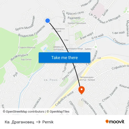 Кв. Драгановец to Pernik map