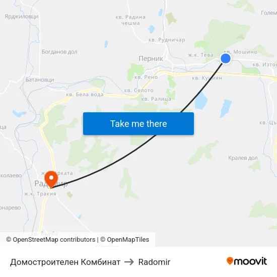 Домостроителен Комбинат to Radomir map