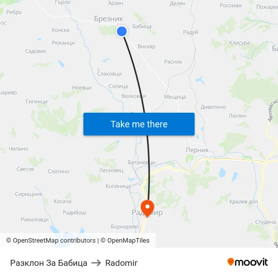 Разклон За Бабица to Radomir map