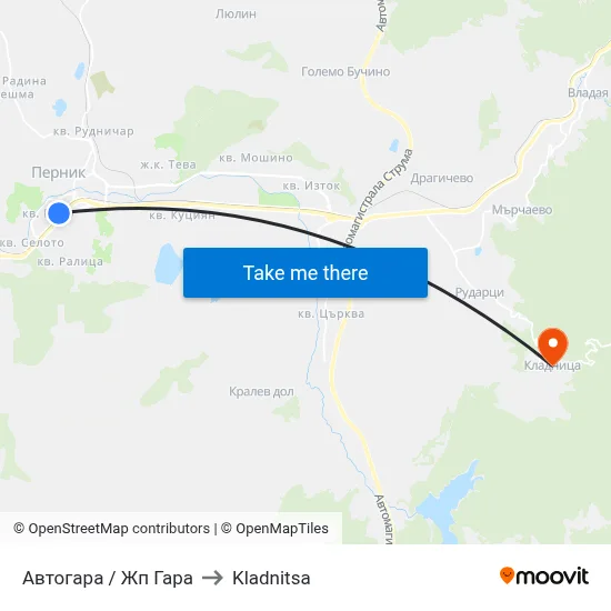 Автогара / Жп Гара to Kladnitsa map