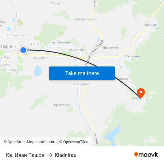Кв. Иван Пашов to Kladnitsa map