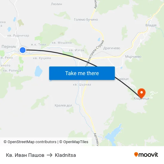 Кв. Иван Пашов to Kladnitsa map