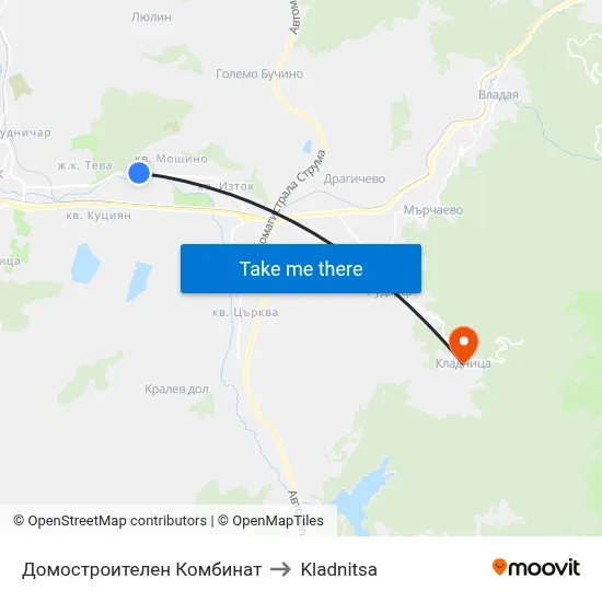 Домостроителен Комбинат to Kladnitsa map