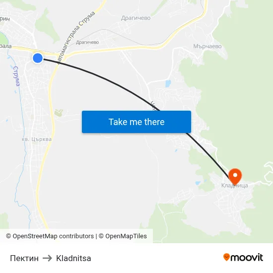 Pectin to Kladnitsa map