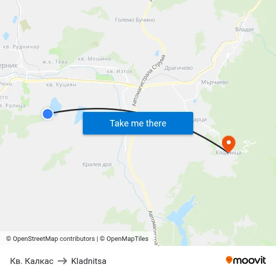 Kalkas Quarter to Kladnitsa map