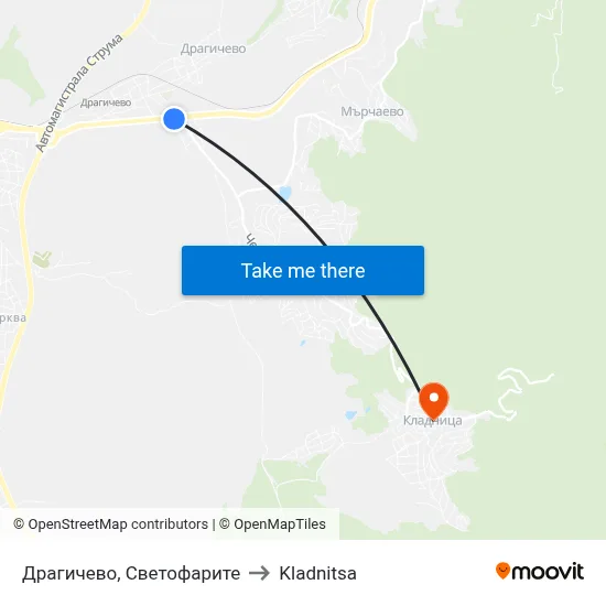 Dragichevo, Traffic Lights to Kladnitsa map