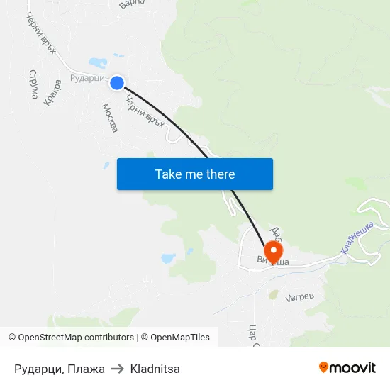 Рударци, Плажа to Kladnitsa map