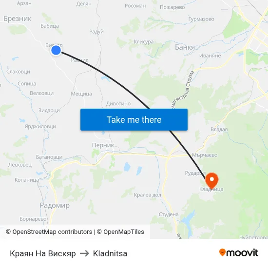 Krayan Na Viskyar to Kladnitsa map