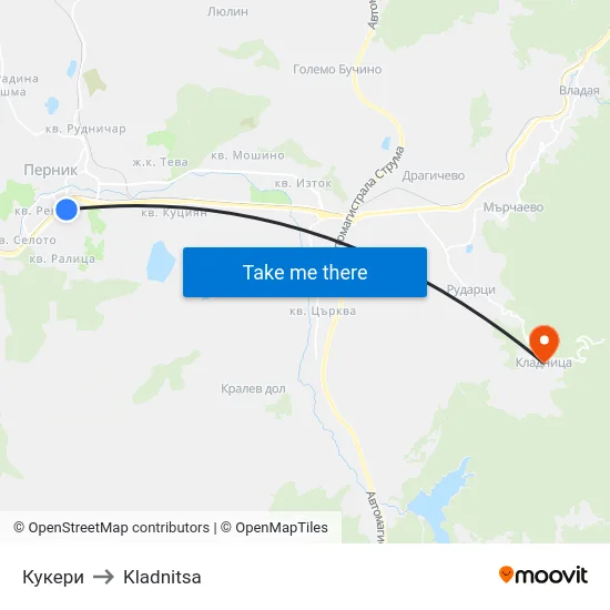 Кукери to Kladnitsa map