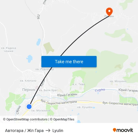 Автогара / Жп Гара to Lyulin map