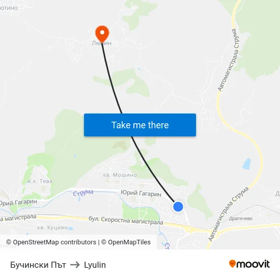 Бучински Път to Lyulin map