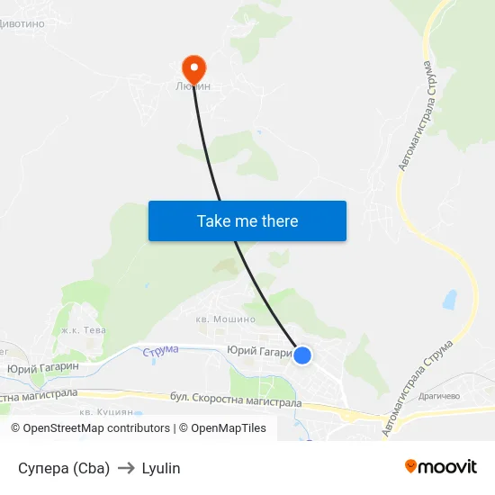 Супера (Cba) to Lyulin map