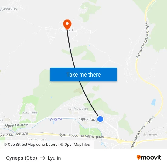 Супера (Cba) to Lyulin map