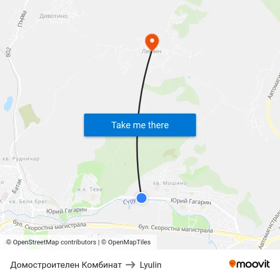 Домостроителен Комбинат to Lyulin map