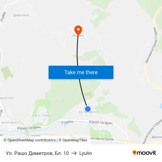 Ул. Рашо Димитров, Бл. 10 to Lyulin map
