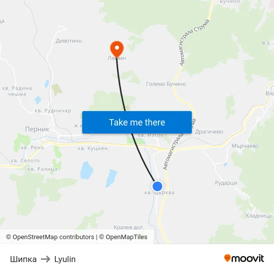 Шипка to Lyulin map