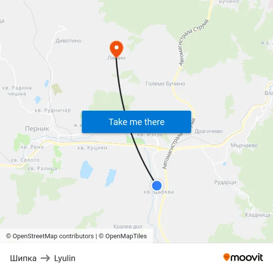 Шипка to Lyulin map