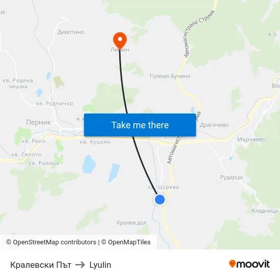 Кралевски Път to Lyulin map