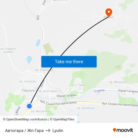 Автогара / Жп Гара to Lyulin map