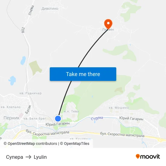 Супера to Lyulin map