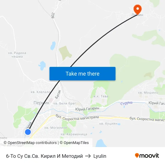 6-То Су Св.Св. Кирил И Методий to Lyulin map