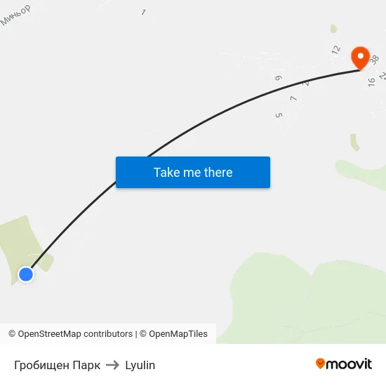 Гробищен Парк to Lyulin map
