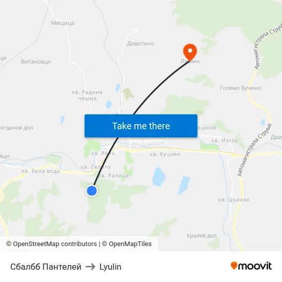 Сбалбб Пантелей to Lyulin map