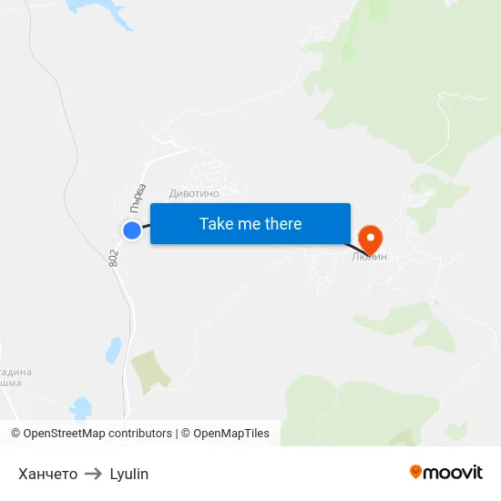 Ханчето to Lyulin map