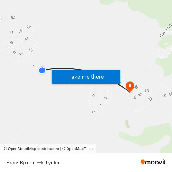 Бели Кръст to Lyulin map