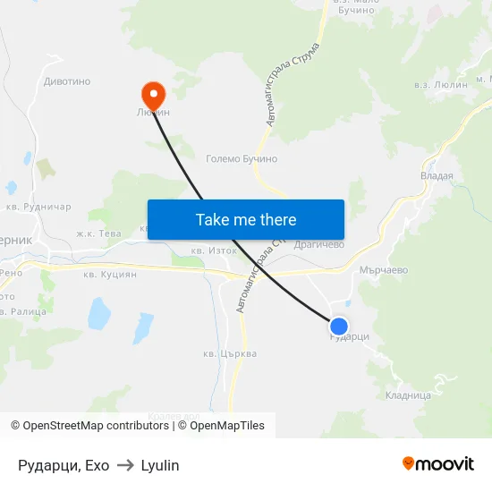 Рударци, Ехо to Lyulin map
