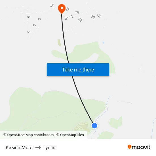 Камен Мост to Lyulin map