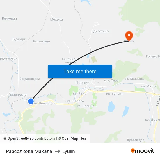 Разсолкова Махала to Lyulin map
