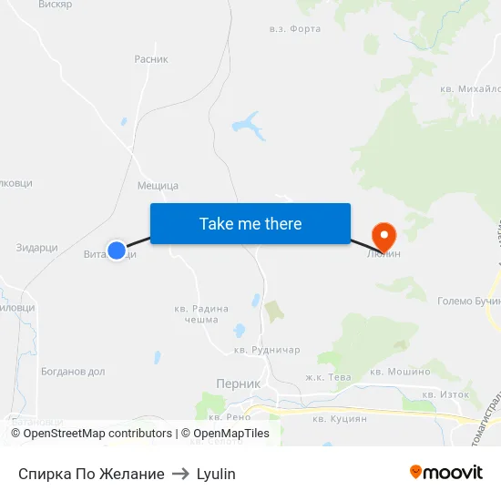 Спирка По Желание to Lyulin map
