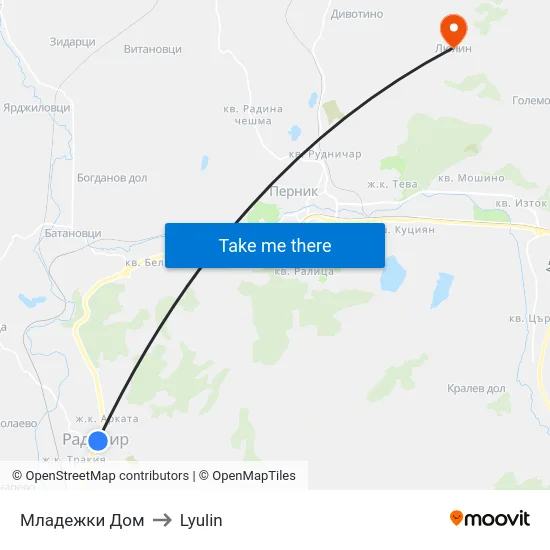 Младежки Дом to Lyulin map