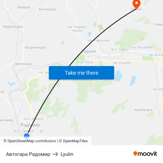 Автогара Радомир to Lyulin map