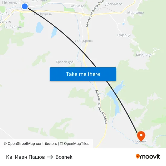 Кв. Иван Пашов to Bosnek map
