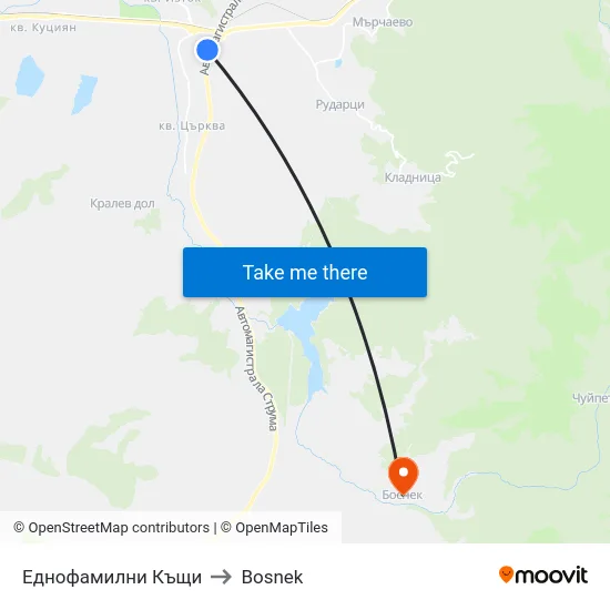 Еднофамилни Къщи to Bosnek map