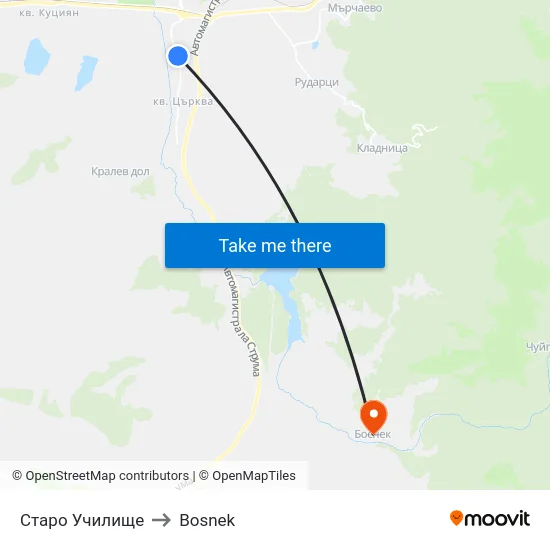 Старо Училище to Bosnek map