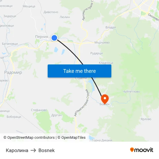 Каролина to Bosnek map