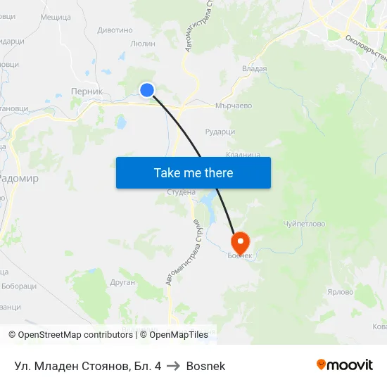 Ул. Младен Стоянов, Бл. 4 to Bosnek map