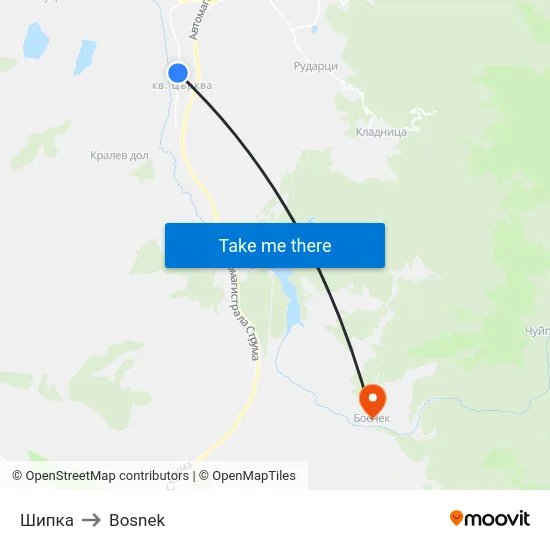 Шипка to Bosnek map