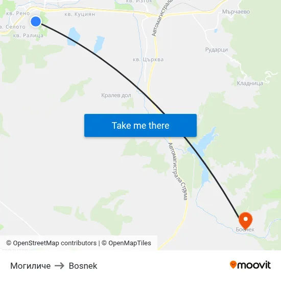 Mogiliche to Bosnek map