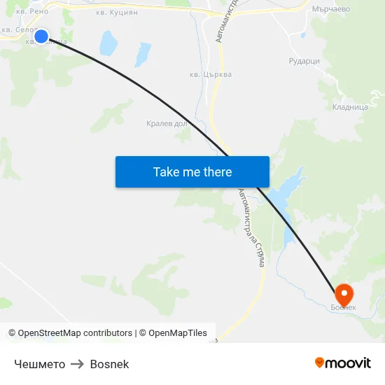 The Fountain to Bosnek map