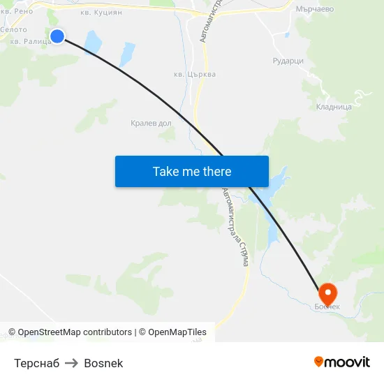 Tersnab to Bosnek map