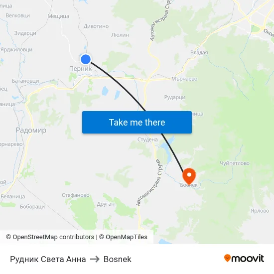 Рудник Света Анна to Bosnek map