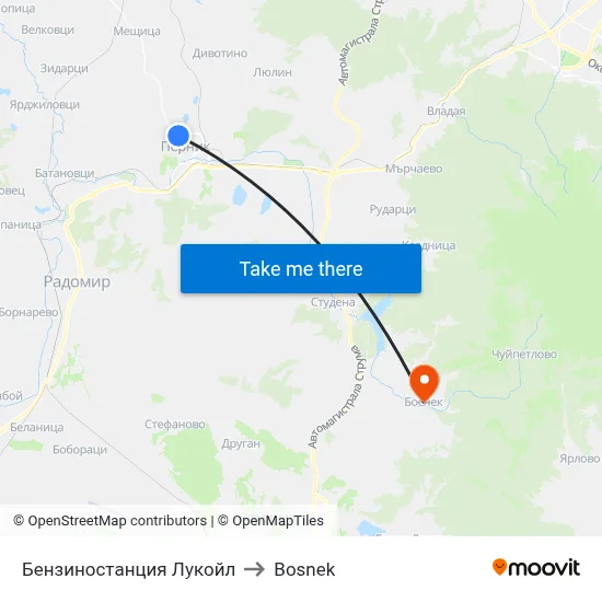 Бензиностанция Лукойл to Bosnek map