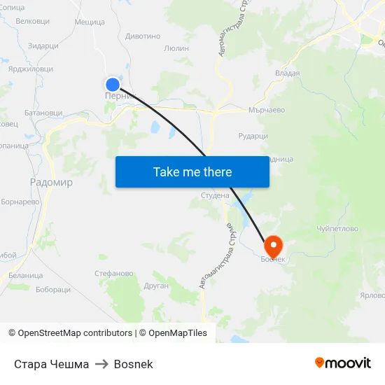 Old Fountain to Bosnek map