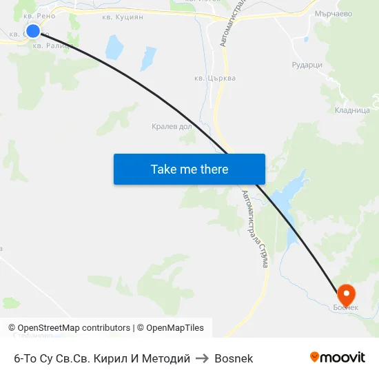 6th School St. Cyril and Methodius to Bosnek map