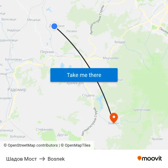 Shadov Bridge to Bosnek map