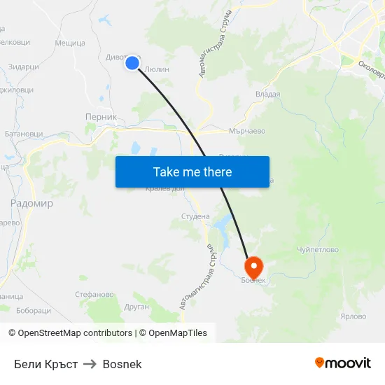 Бели Кръст to Bosnek map